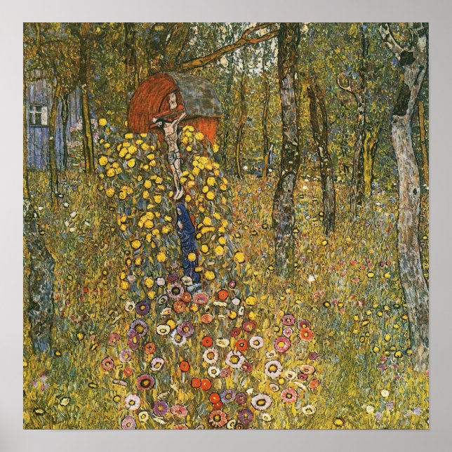 Póster Klimt - Jardín De Granjas Con Crucifijo 1912 (Frente)