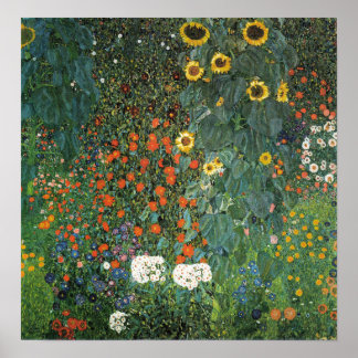 Póster Klimt - Jardín De Granjas Con Girasoles 1907