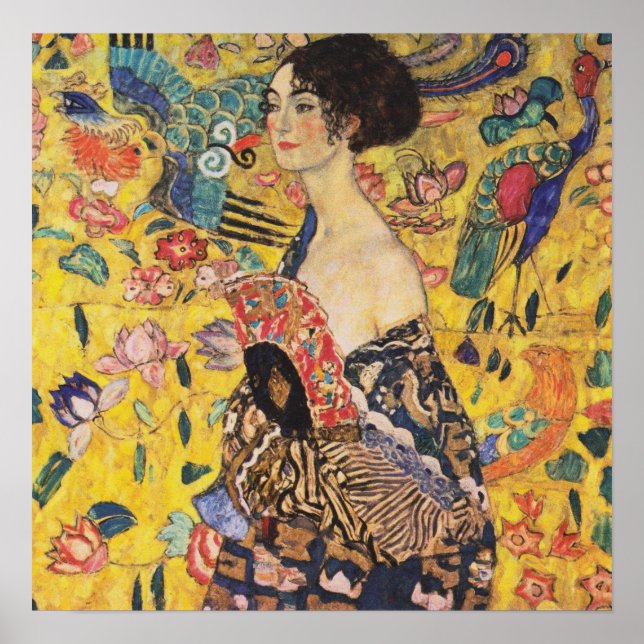 Póster Klimt - Lady With Fan (Frente)
