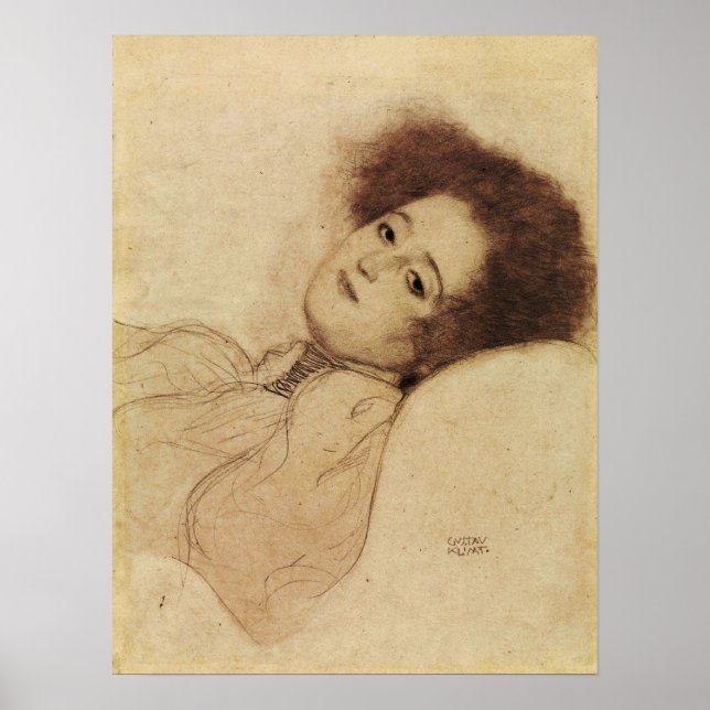 Póster Klimt - Retrato de una joven reclinada (Frente)