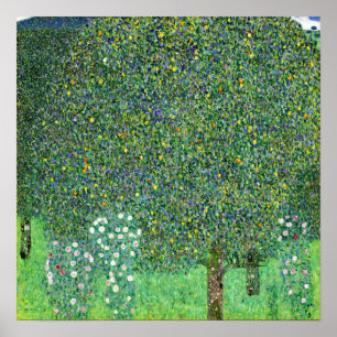 Póster Klimt - Rosebushes Bajo Los Árboles