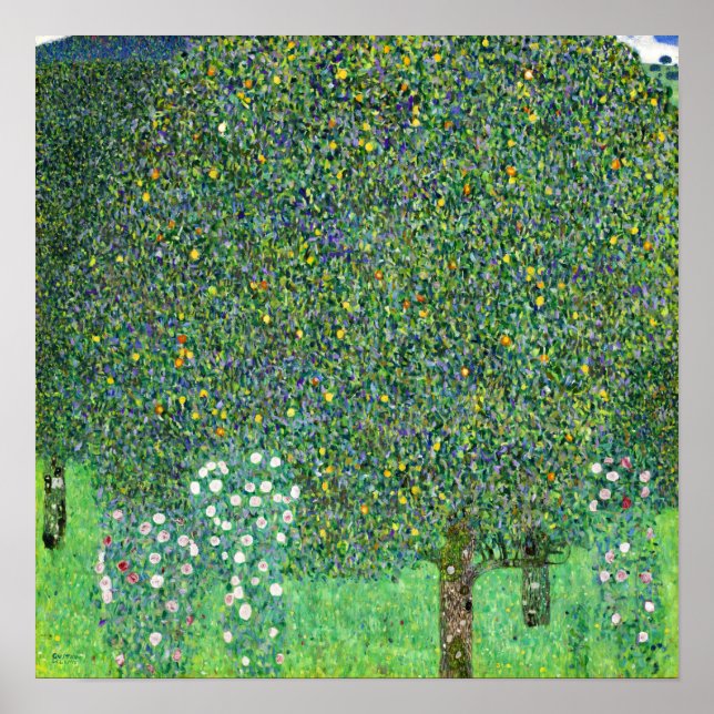 Póster Klimt - Rosebushes Bajo Los Árboles (Frente)