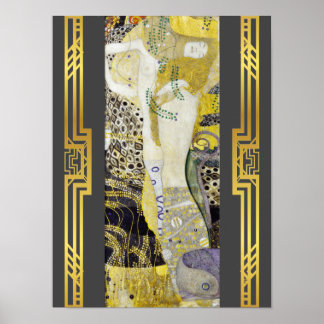 Póster Klimt Water Restaurado Serpents Art Nouveau