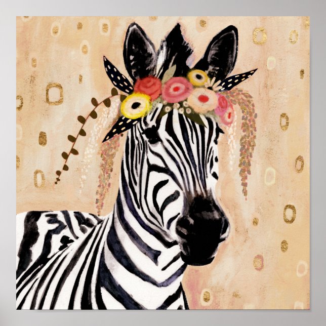 Póster Klimt Zebra | Corona De Flores (Frente)