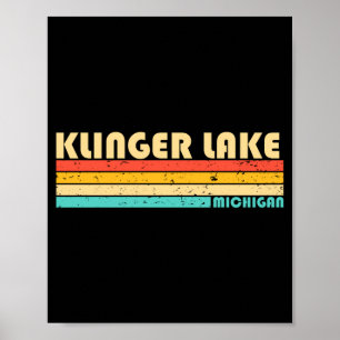 Póster Klinger lago michigan divertido pesca camping vera