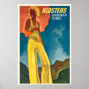 Póster Klosters Graubünden Suiza Viajes Antiguos