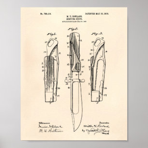 Póster Knife de caza 1903 Patent Art Old Peper
