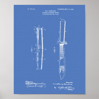 Póster Knife de caza 1904 Patent Art Blueprint