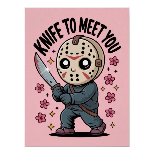 Póster Knife To Meet You Hockey Mask Slasher Art (Anverso)
