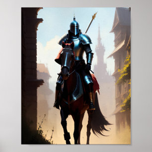 Póster Knight en el caballo