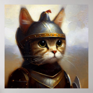 Póster Knight medieval del gato