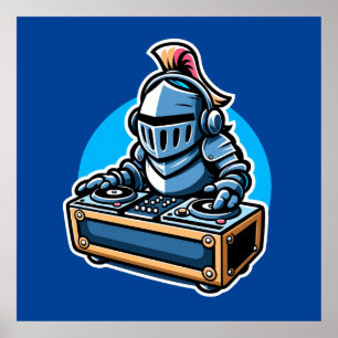 Póster Knight Turntablist - Diseño de Personalizado de DJ