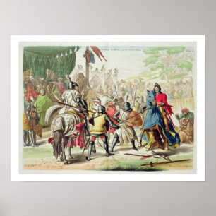 Póster Knights Duelling on Foot in a Tournament, plate 1
