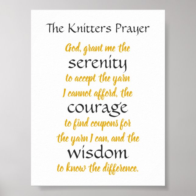 Póster Knitters Prayer Funny (Frente)