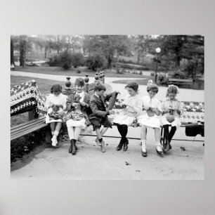 Póster Knitting Bee, principios del siglo XX