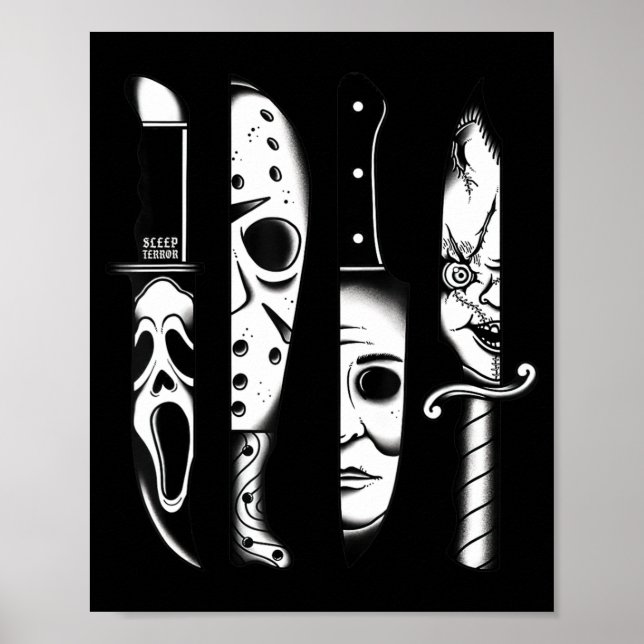 Póster Knives Horror Película Viernes Halloween Horror Gó (Frente)