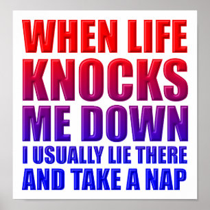 Póster Knock Down Nap Funny Poster