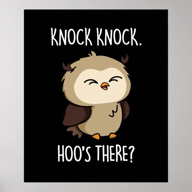 Póster Knock Knock Hoos There Funny Owl Pun Dark BG (Frente)