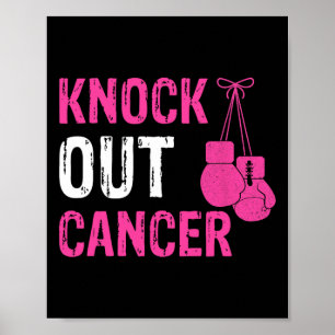 Póster Knock Out Boxing Fight Pink Ribbon Mamare Cancer A