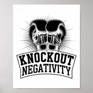 Póster Knockout Negatividad Boxer Fuerza Deportiva Gym At
