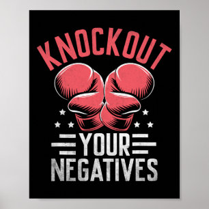 Póster Knockout Your Negatives Boxer Sports Strength Aths