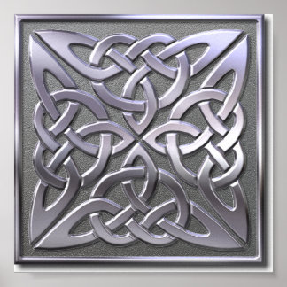 Póster Knot celta 4 cuadrado de plata