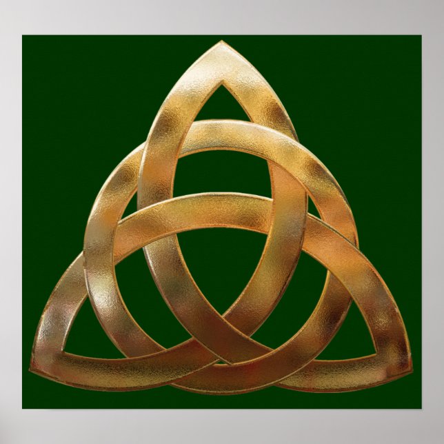 Póster Knot de Trinidad de oro celta (Frente)