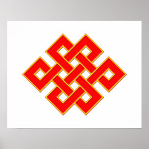 Póster Knot místico - rojo y amarillo