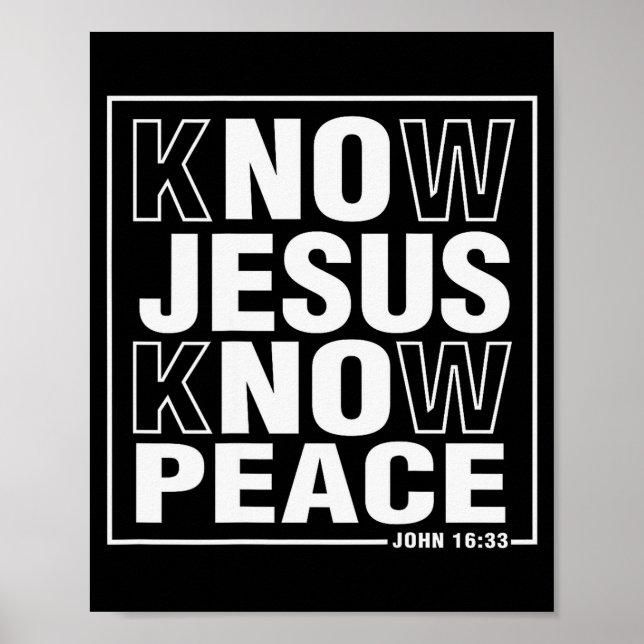 Póster Know Jesus Know Peace John Bible Verse Christian F (Frente)