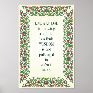 Póster KNOWLEDGE es saber que el tomate es una fruta.