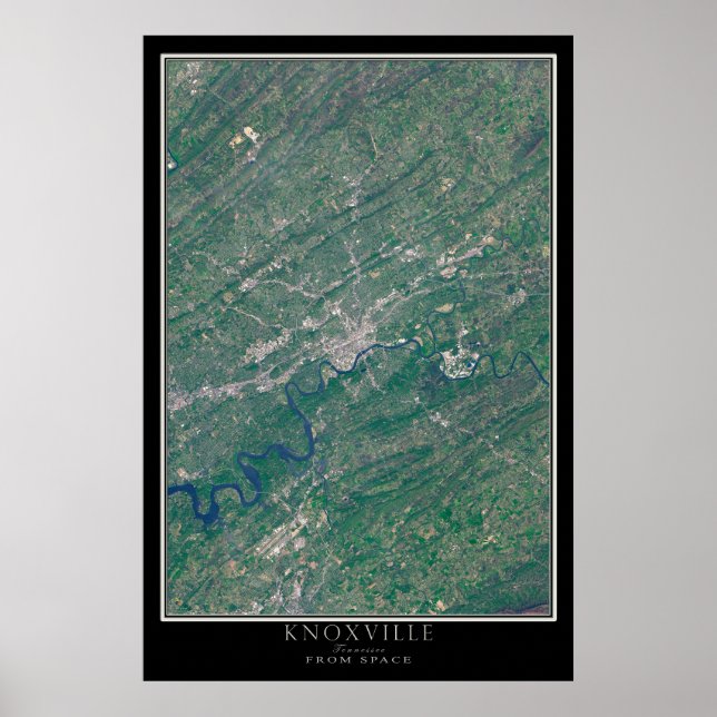 Póster Knoxville Tennessee De Un Mapa De Satélites Espaci (Frente)