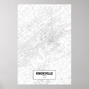 Póster Knoxville, Tennessee (negro sobre blanco)