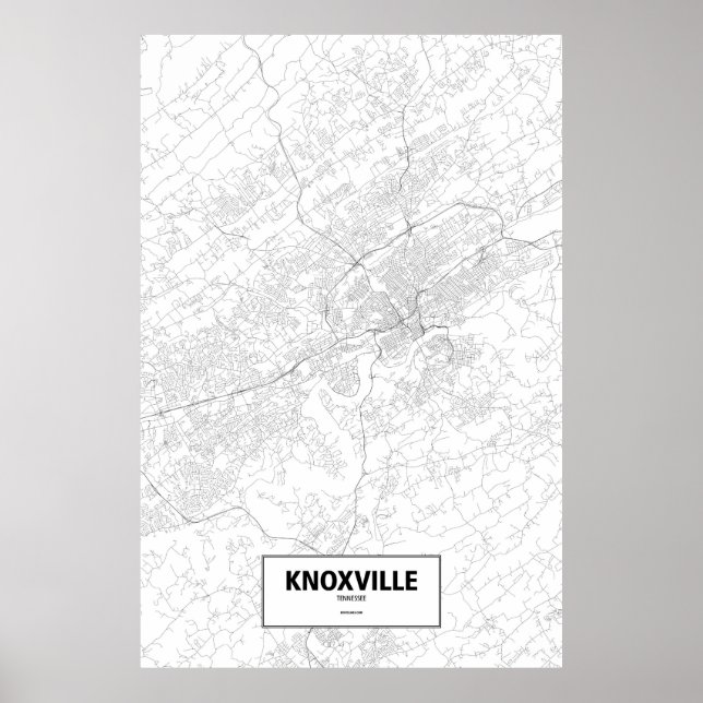 Póster Knoxville, Tennessee (negro sobre blanco) (Frente)