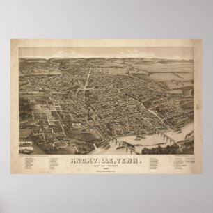 Póster Knoxville, TN Birds Eye View Panoramic Map