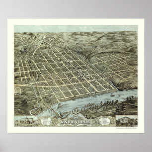 Póster Knoxville, TN Panoramic Map - 1871