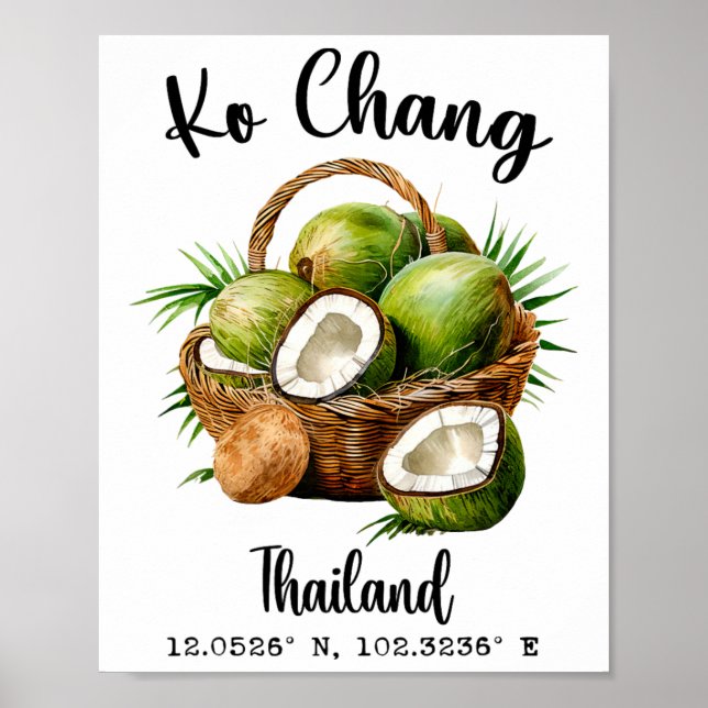 Póster Ko Chang Coco Thailand Isla Tropical Gps Vacacione (Frente)