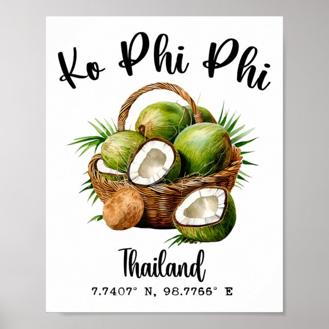 Póster Ko Phi Phi coco Thailand tropical Koh isla Gp (Frente)