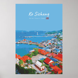 Póster Ko Sichang, Tailandia - Vista vibrante del puerto