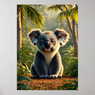 Póster Koala Adorable en la jungla exuberante