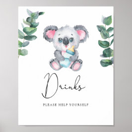 Póster Koala Bear Drinks sírvete