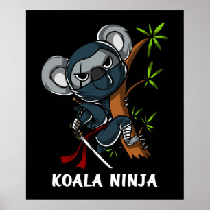 Póster Koala Bear Ninja Samurai Martial Arts Animal