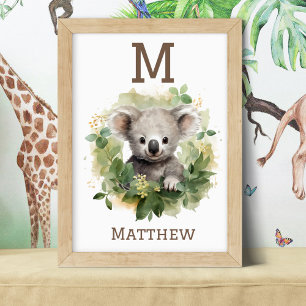 Póster Koala Bear Nursery Art con Nombre