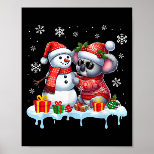 Póster Koala Bear Sungles Sweater Build Snowman Xmas Wild