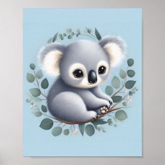Póster Koala Bebé Fondo Azul