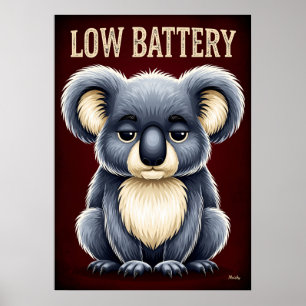 Póster Koala de Batería Baja – Personaje de Dibujos Diver