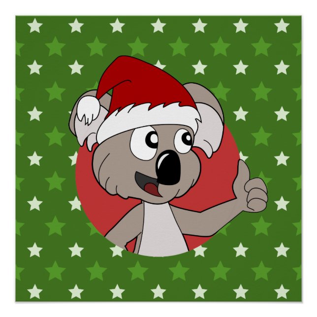 Póster Koala de dibujos animados en patrón continuo (Anverso)