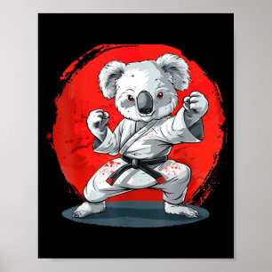 Póster Koala de kickboxing Taekwondo Karate MMA Divertido