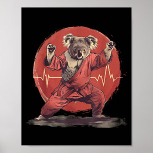 Póster Koala de Kickboxing Taekwondo Karate MMA Divertido