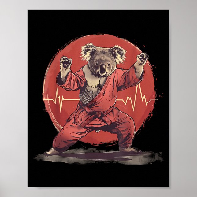 Póster Koala de Kickboxing Taekwondo Karate MMA Divertido (Frente)