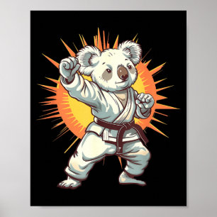 Póster Koala de Kickboxing Taekwondo Karate MMA Divertido